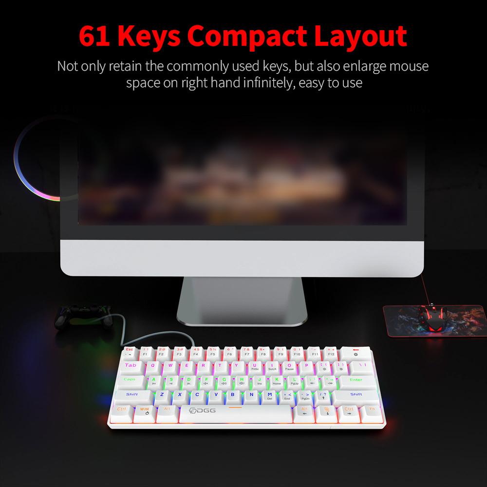 HXSJ V900 61 Keys Wired Mechanical Keyboard Mixed Light Keyboard ABS 2-color Injection Keycap N-key Rollover Blue Switch