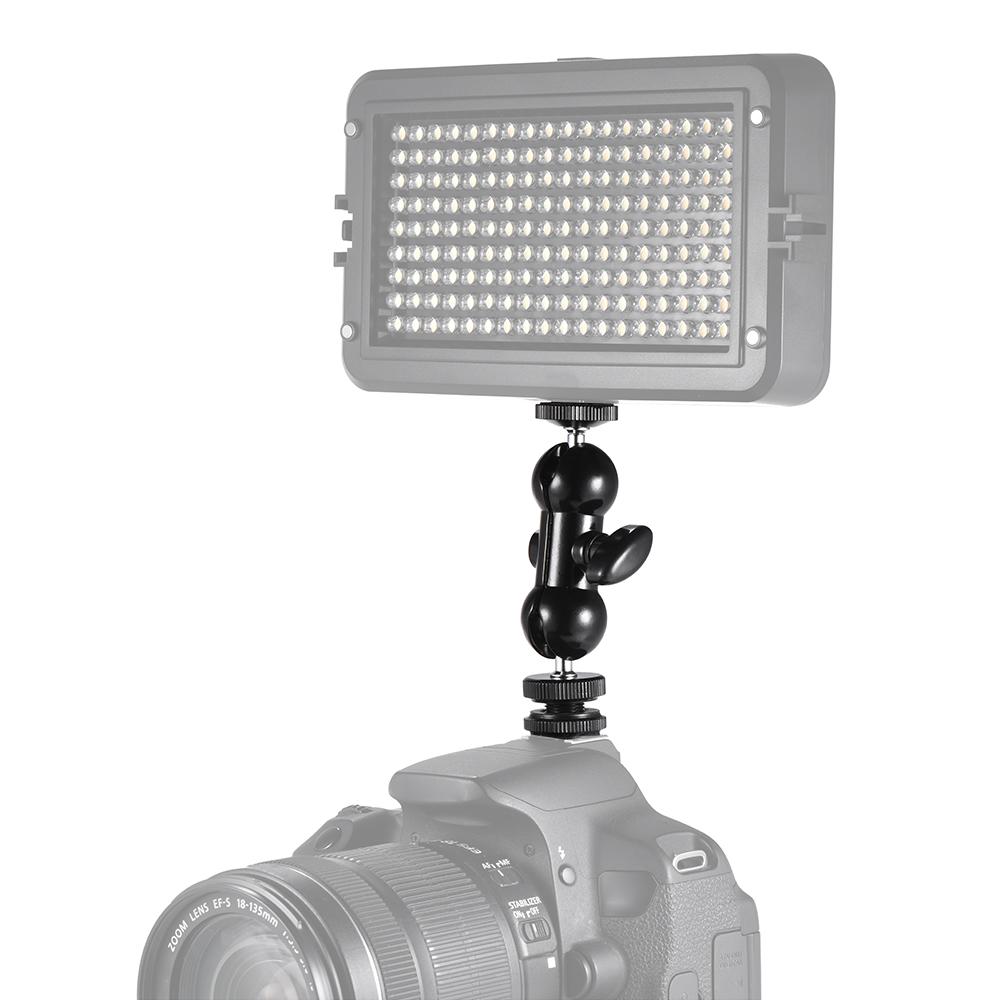 Multi-Function Double Ballhead Bracket Arm Ballhead with Cold Shoe Mount 1/4