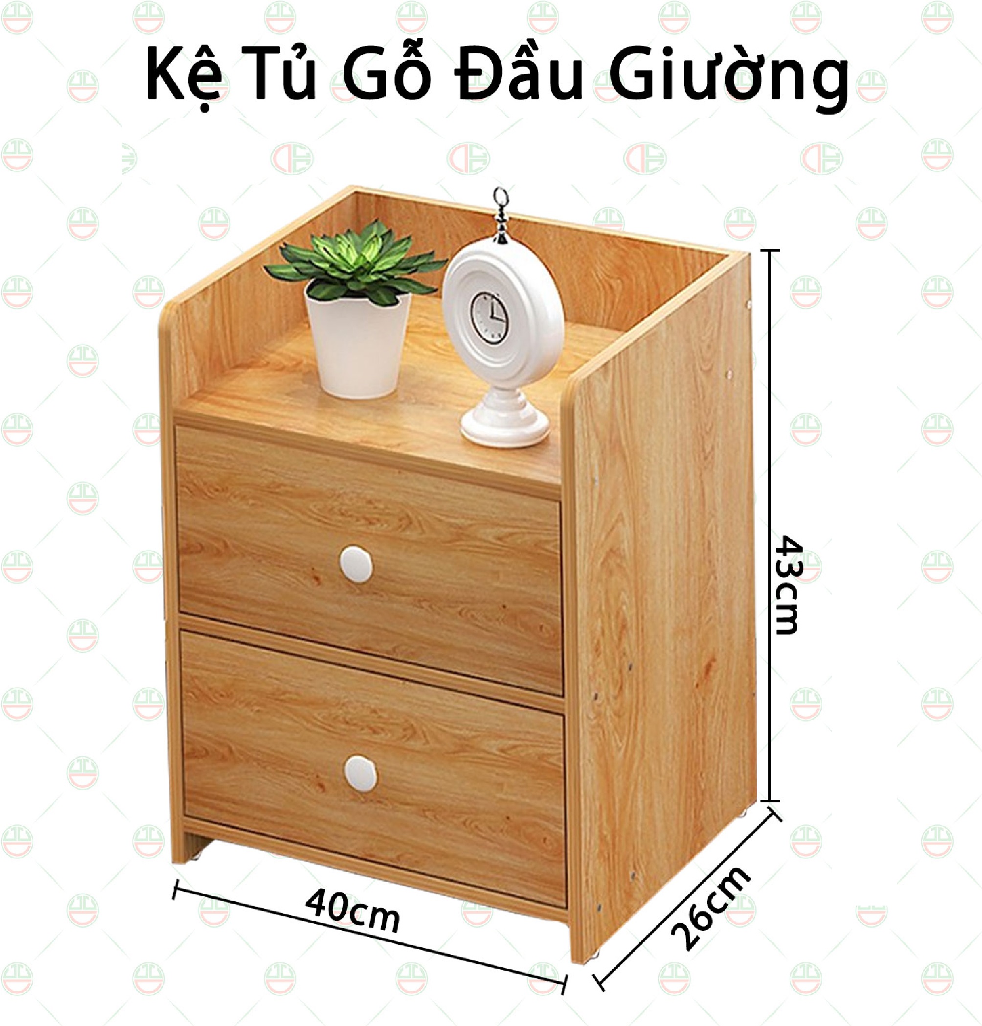 Kệ tủ gỗ đầu giường (loại 2 ngăn tủ)