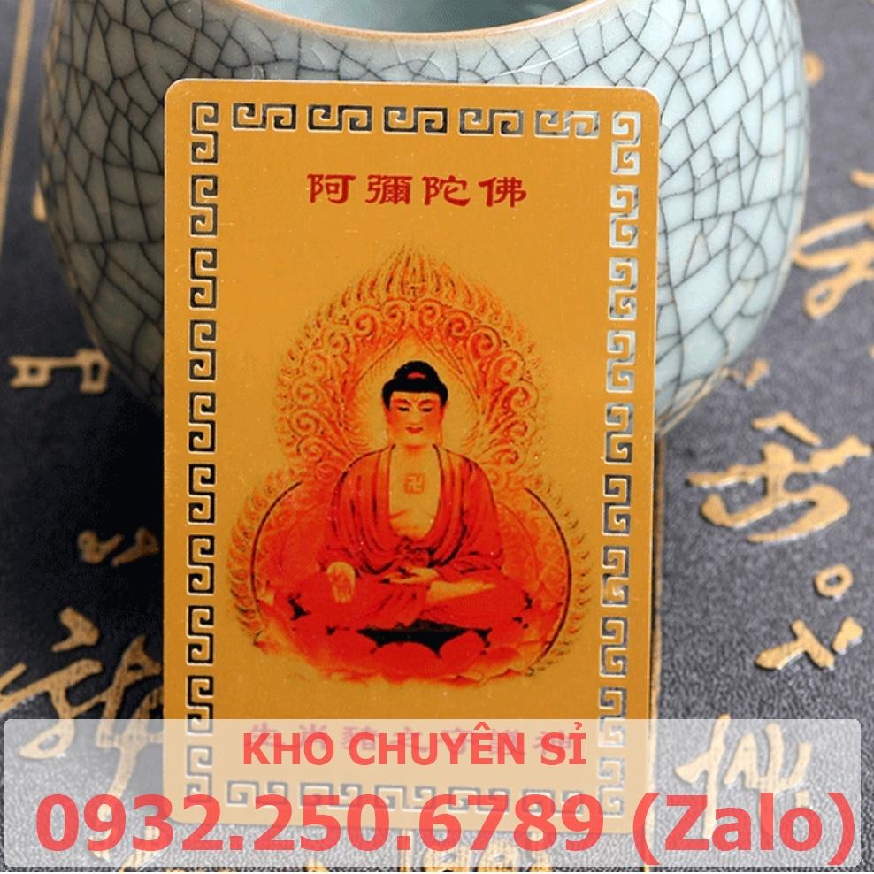 Kim Bài Phật Bản Mệnh - TUỔI HỢI - PHẬT A DI ĐÀ bỏ túi ví, ốp đt, Bình An May Mắn