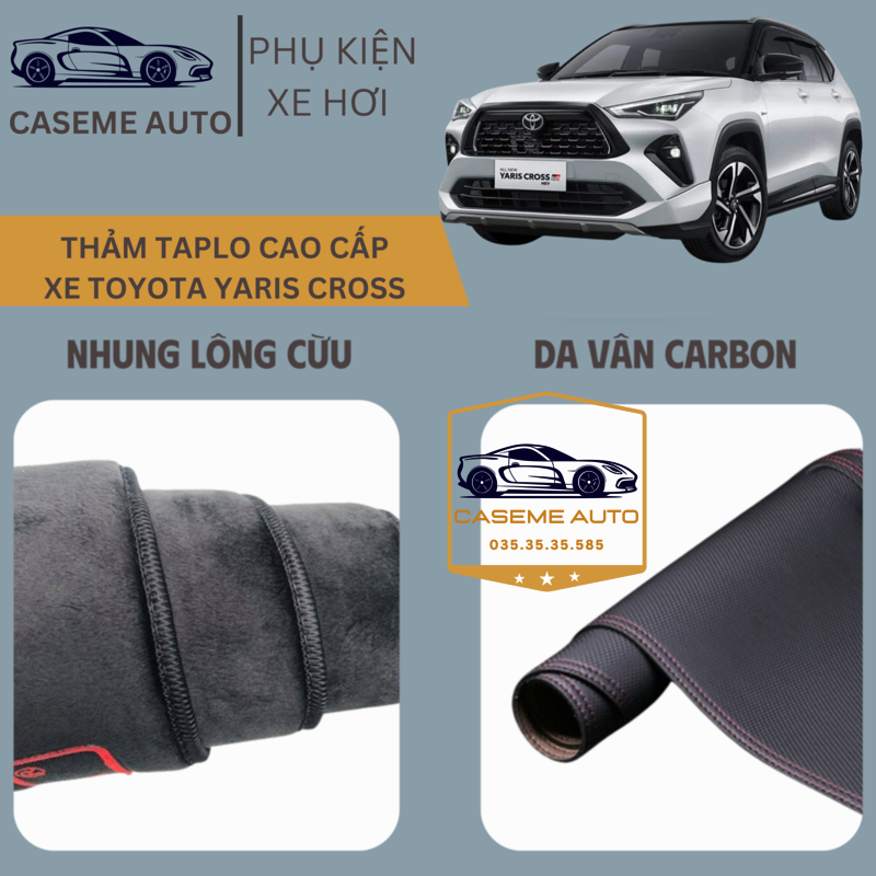 [TOYOTA YARIS CROSS] Thảm Taplo 3 Lớp Dành Cho Xe TOYOTA YARIS CROSS, Nhung Lông Cừu Và Da Vân Carbon Cao Cấp - Hàng Chính Hãng