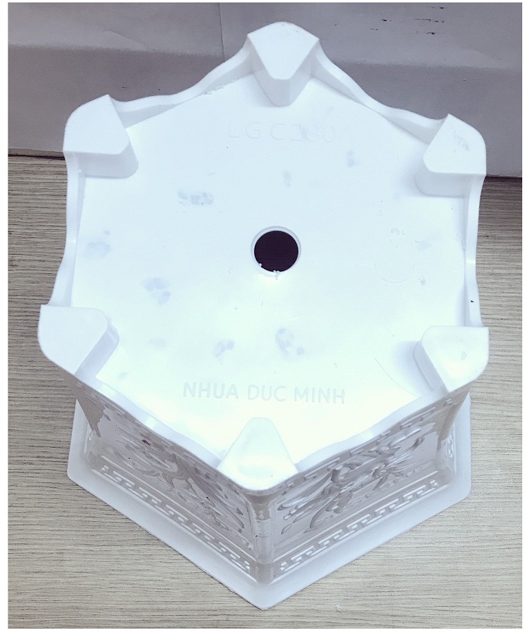 2 Chậu Nhựa Trồng Hoa, Cây Cảnh Lục Giác LGC280 Màu Trắng