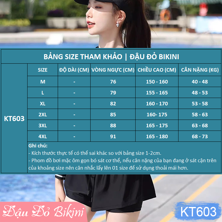 Bộ bơi nữ trẻ trung cá tính, áo crop top dài tay kín đáo có khóa kéo trước, quần bơi 2 lớp thể thao hiện đại, thun bơi lạnh mịn đẹp | KT603