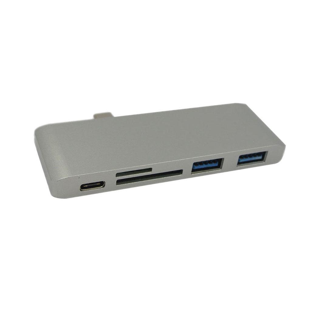 Type-C to USB3.0 Data Hub Adapter Charging Converter Card Reader Grey