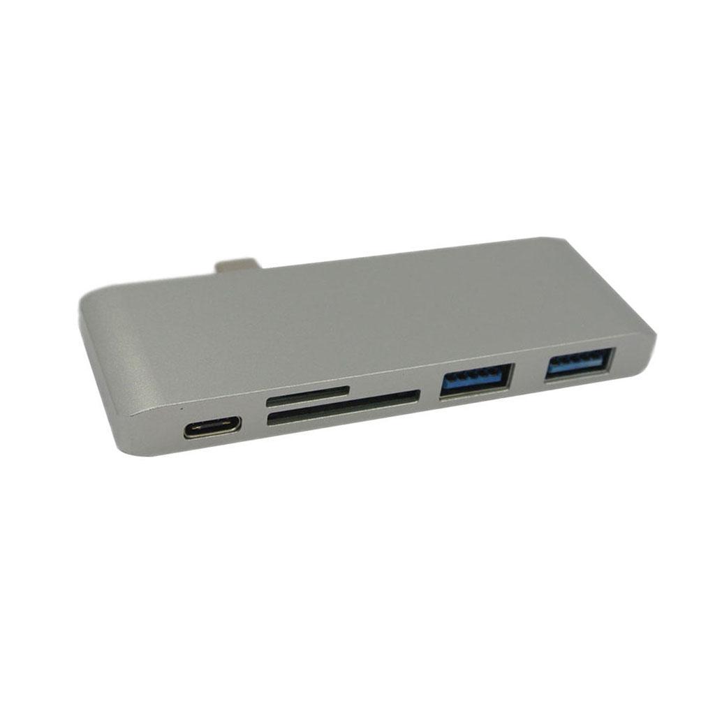 Type-C to USB3.0 Data Hub Adapter Charging Data Converter Card Reader Grey