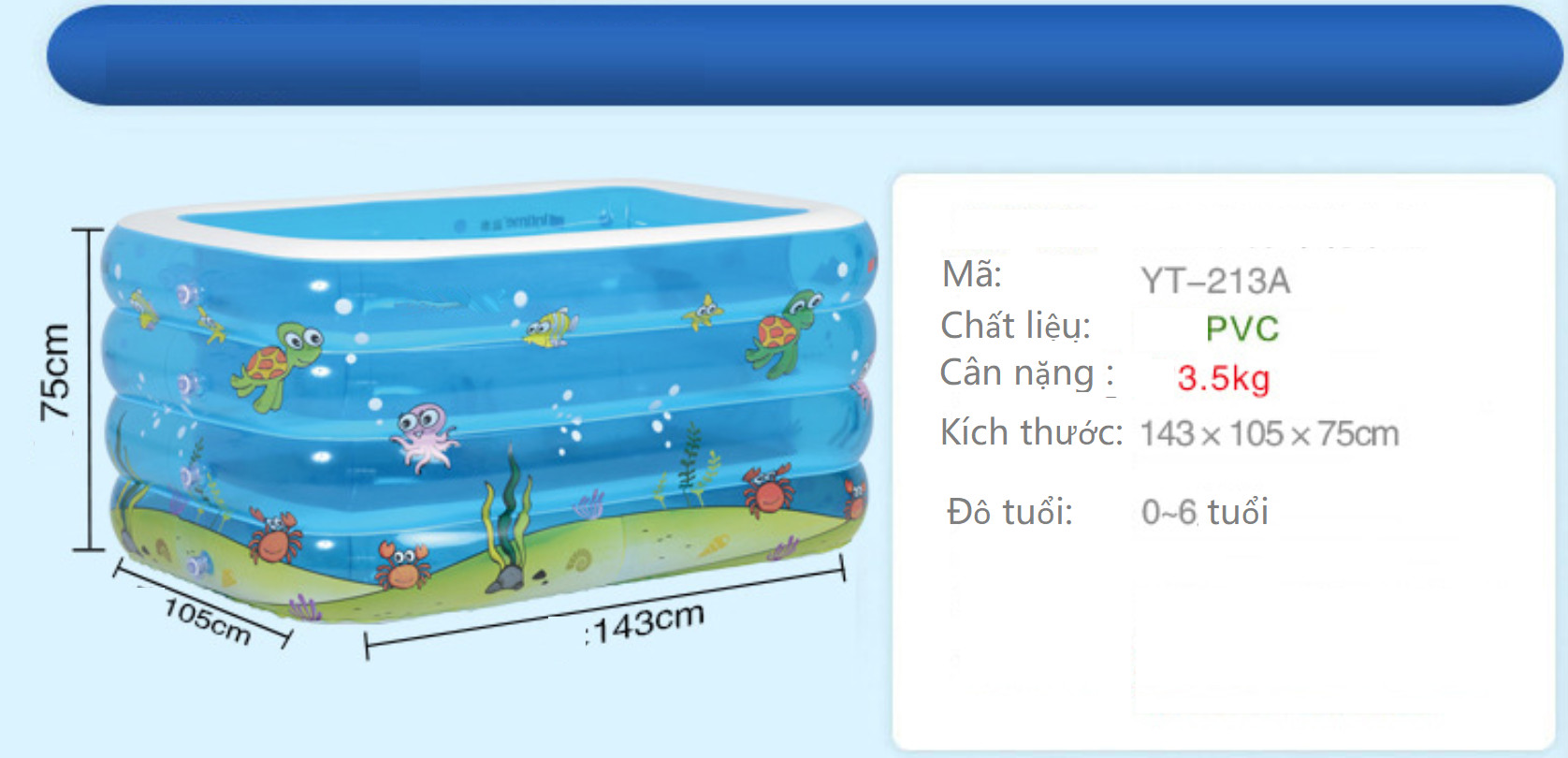 Bể Bơi 4 Tầng YT-213A + Tặng Phao Đỡ Cổ