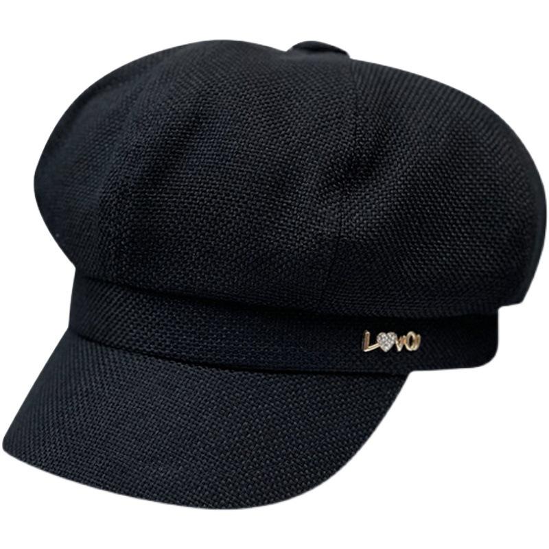 Kim Cương Tình Yêu Thời Trang Hình Bát Giác Nón Nữ Hàn Quốc Họa Sĩ Mũ Bé Gái Vải Lanh Cotton Newsboy Size Lớn Mũ Nồi 54Cm 56Cm 57.5Cm 59Cm 61Cm