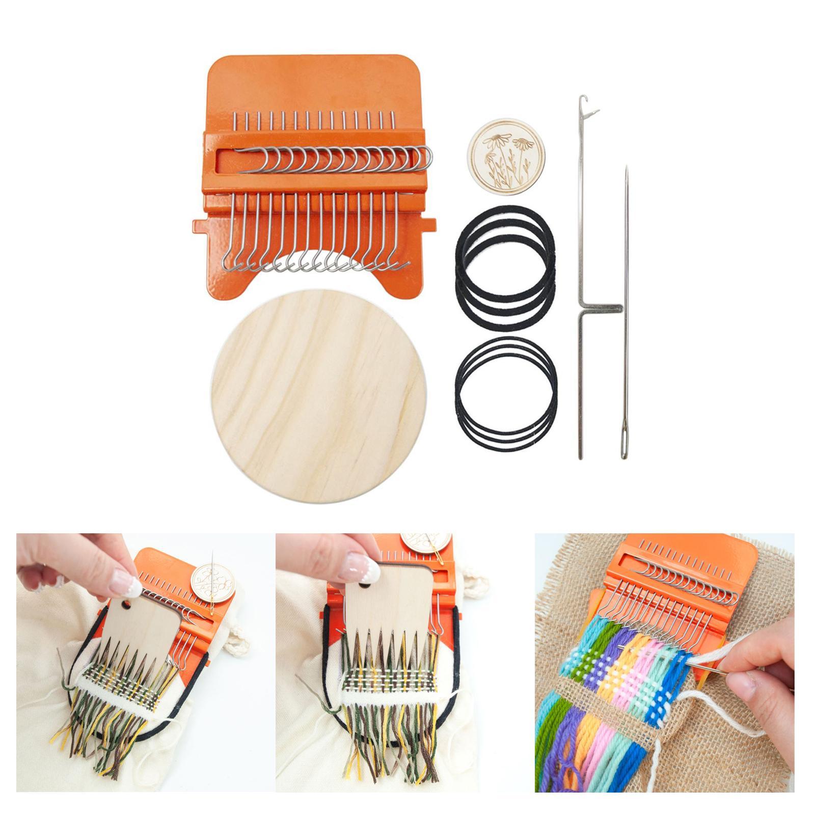 Darning Knitting 12Hooks Portable Mini Durable with Wooden Disc Weave Tool for Beginners
