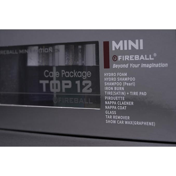 Bộ sản phẩm chăm sóc mini cho xe ô tô Fireball Top 12 Mini, set 12 món, 50ml/chai, hàng chính hãng Fireball, Hàn Quốc
