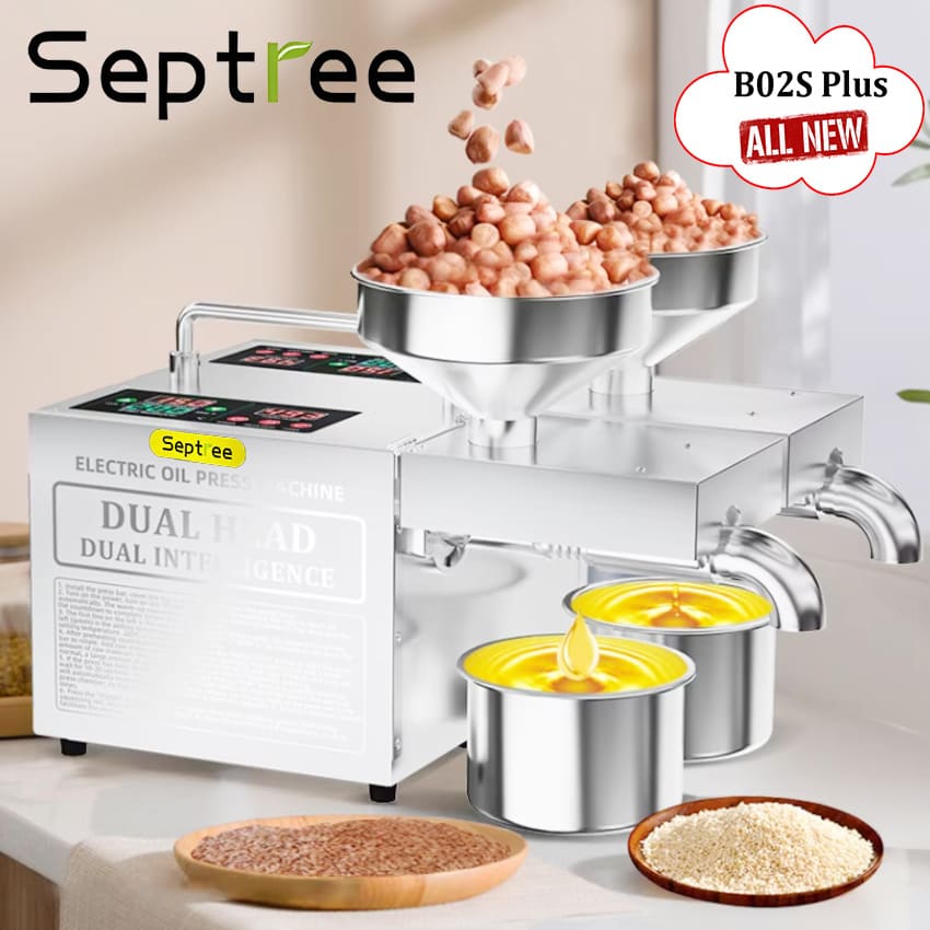 Máy ép dầu ăn thực vật 2 đầu kép đa năng thương hiệu Mỹ cao cấp Septree B02S Plus - Công suất 1900W - Hàng chính hãng