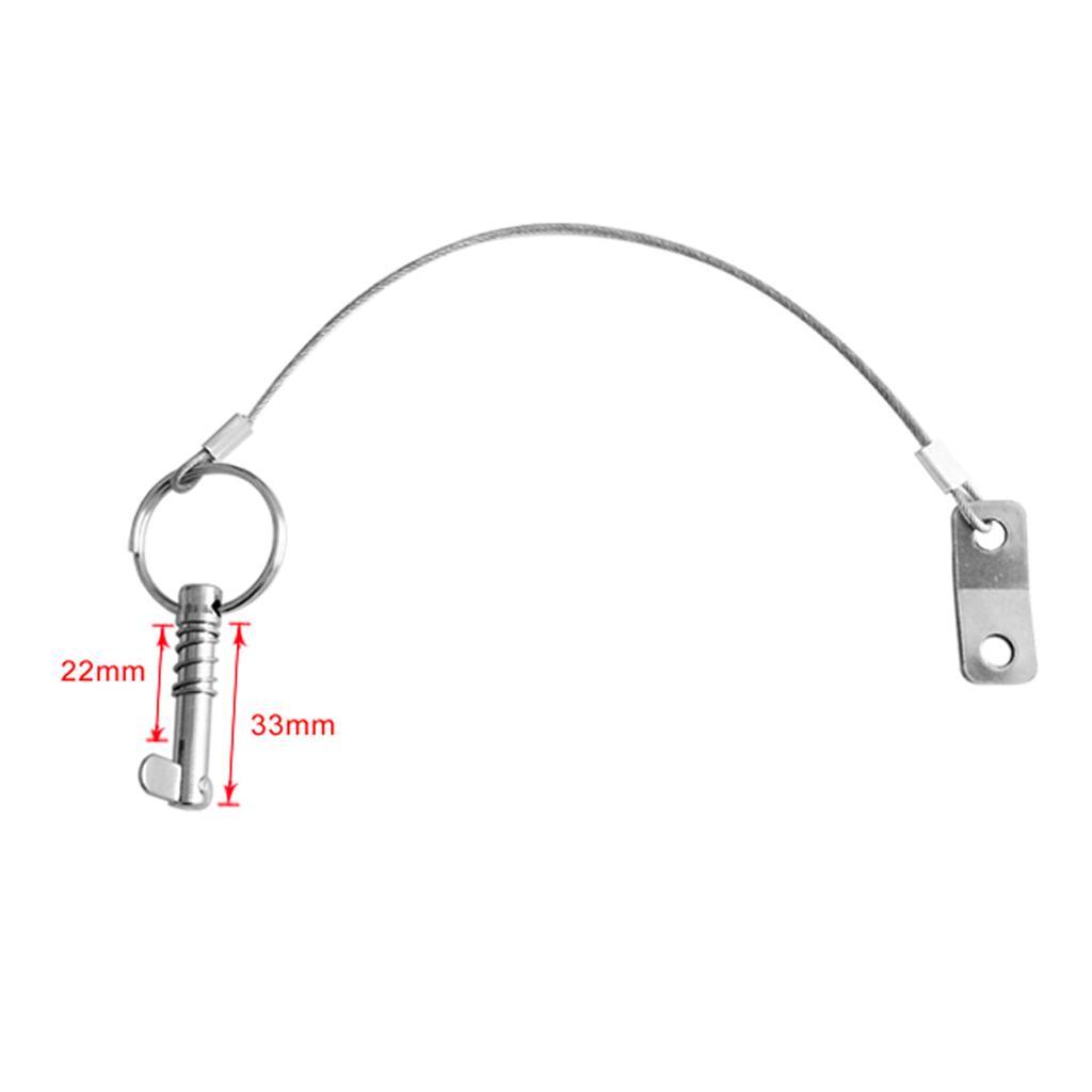 2PCS Marine Boat Top Pin Quick Release Pin Stainless Steel & Lanyard Bimini