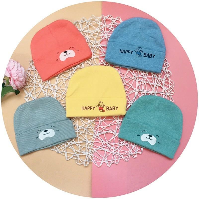 Mũ vải thun sơ sinh tròn cotton 2 lớp dùng cho bé sơ sinh 0-3 tháng