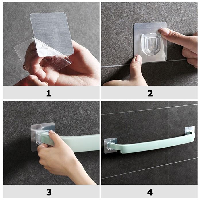 GIÁ TREO KHĂN DÁN TƯỜNG - Thanh Dán Tường Treo Khăn Tắm, Giày Dép, Đồ Dùng