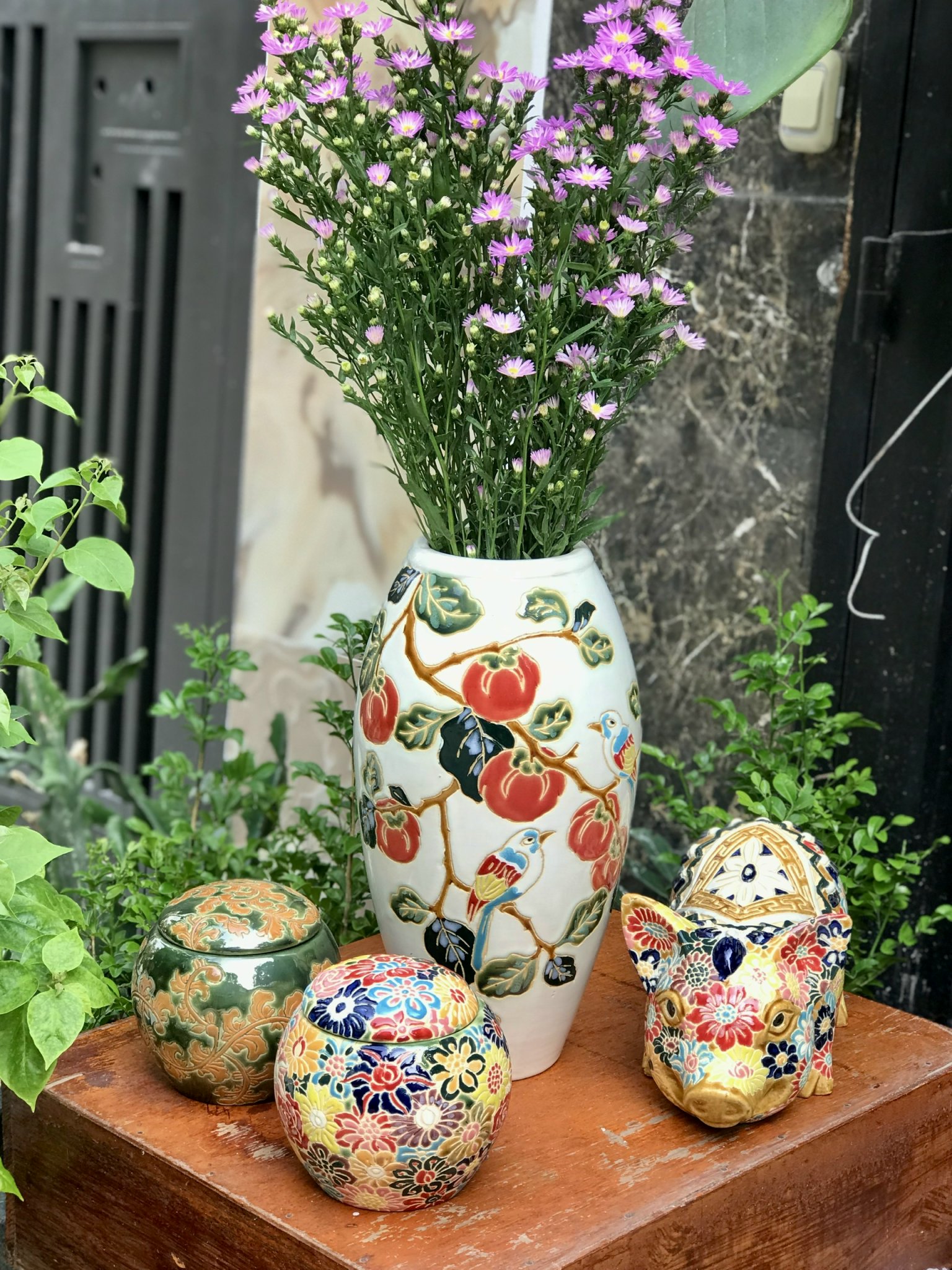 BÌNH HOA CHIM ĐÀO GỐM SỨ NAM BỘ
