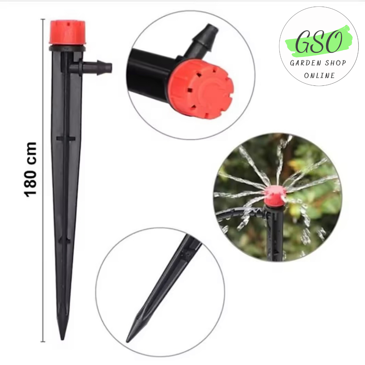 Béc tưới nhỏ giọt 8 tia que cắm 18cm, Điều chỉnh được lưu lượng nước