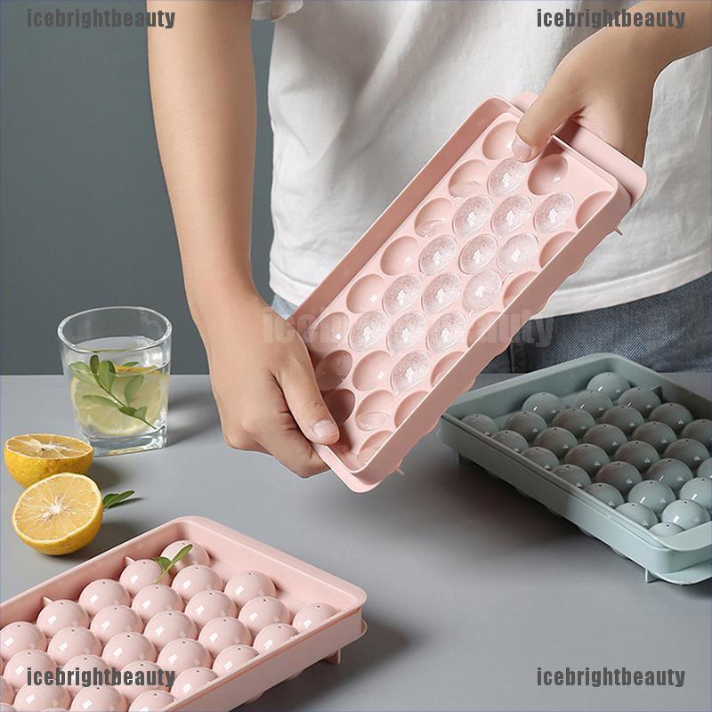 ICEB Ice Cube Tray Round Cubes Plastic Ice Cube Maker Mold with Lids