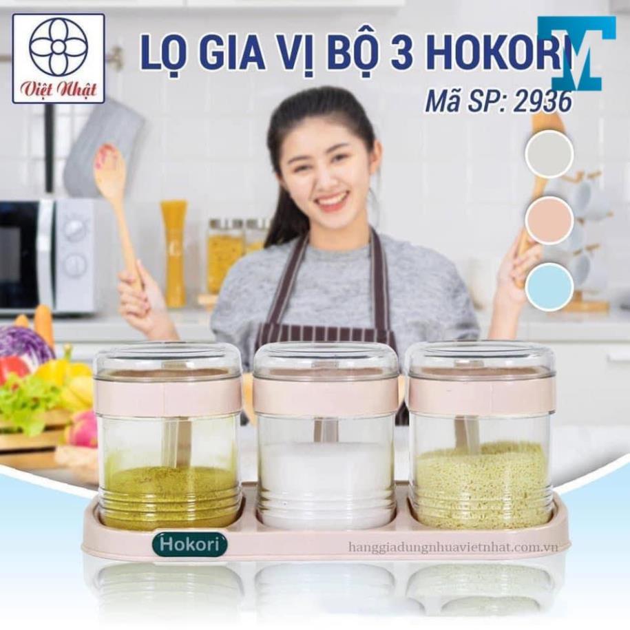 Bộ 3 hũ đựng gia vị Việt Nhật Hokori