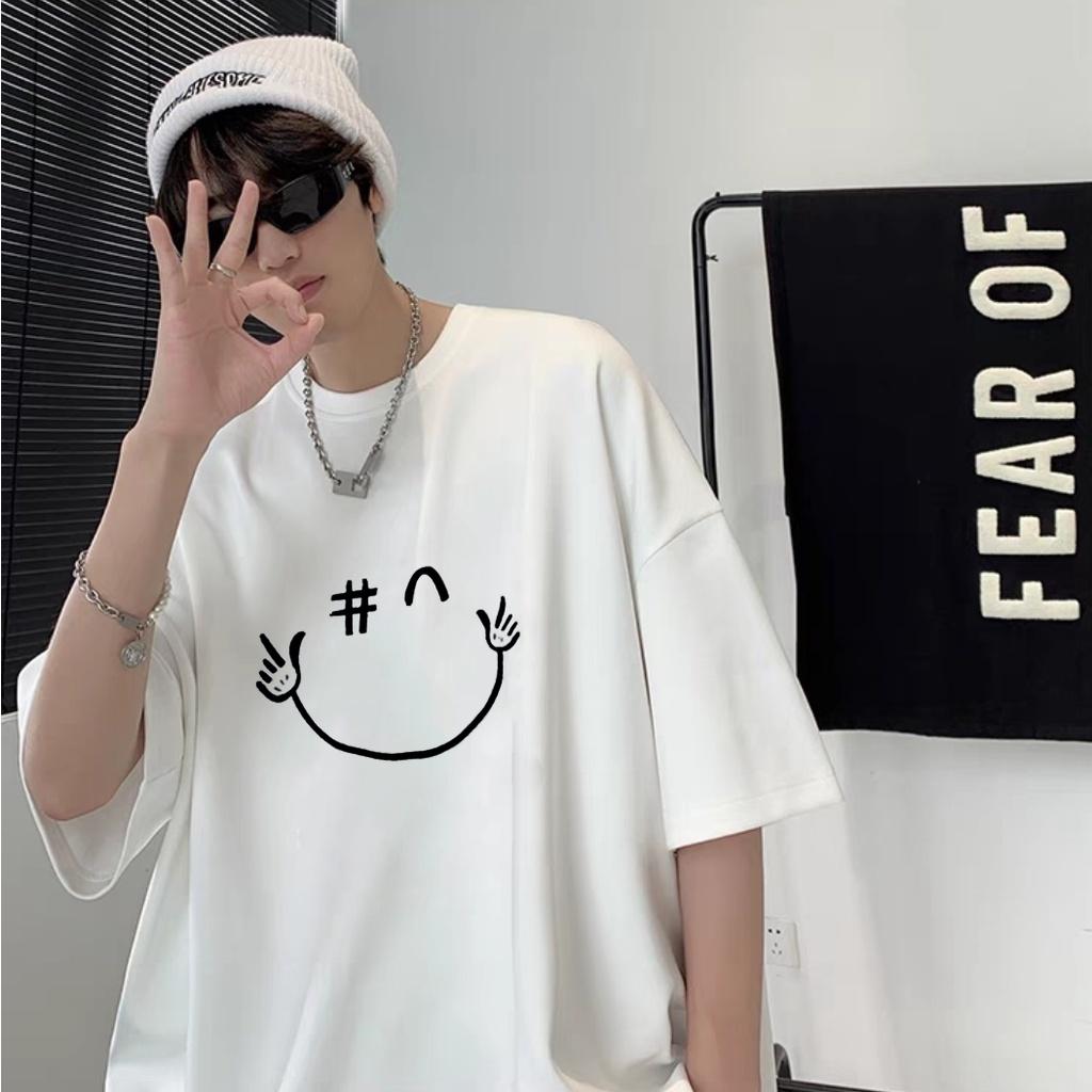 Áo phông tay lỡ nam nữ unisex form rộng ulzzang mặt cười vải dày mịn