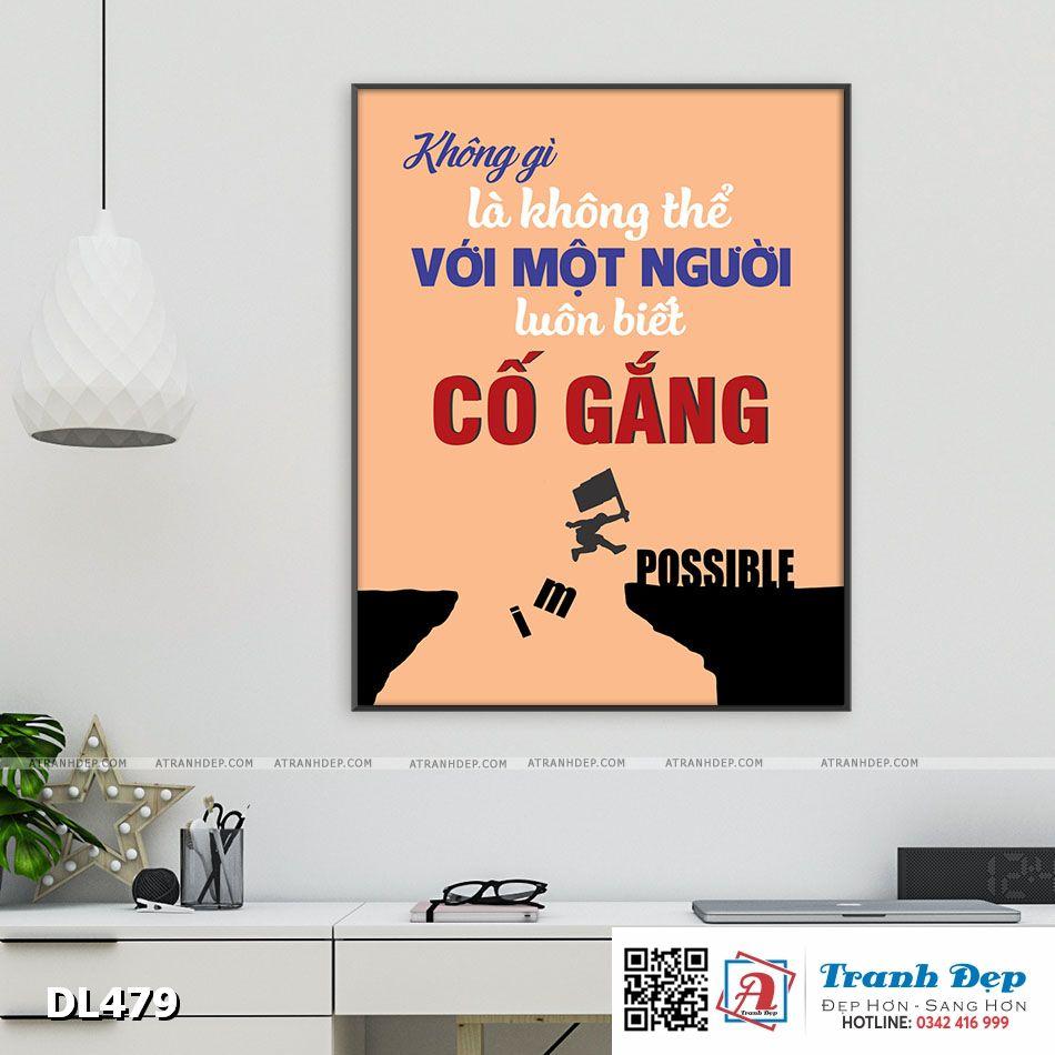 Tranh động lực trang trí phòng làm việc - Không gì là không thể với một người luôn biết cố gắng - v2 - DL479