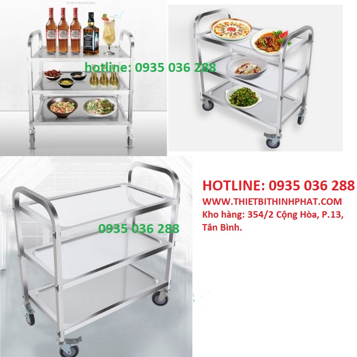 Xe đẩy inox, xe đẩy inox 3 tầng, xe đẩy inox spa