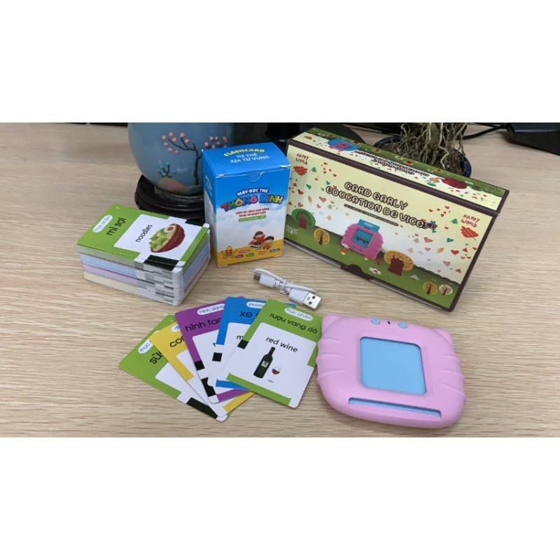 Máy đọc thẻ flashcard từ vựng tiếng anh giáo dục sớm cho bé loại 1, 224 từ vựng, không có sóng điện từ, pin 380mah