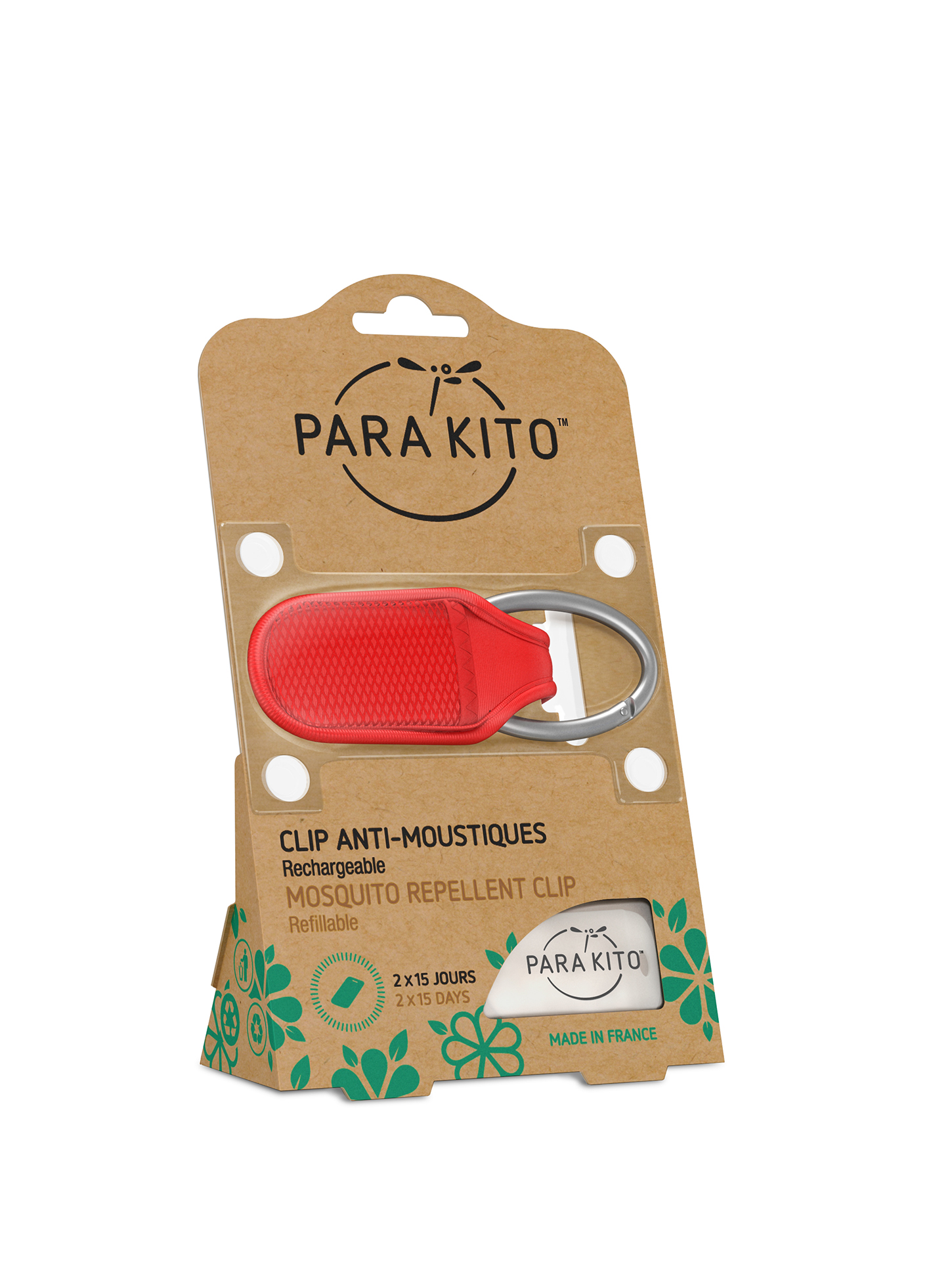 Viên Chống Muỗi PARA’KITO™ Kèm Móc Cài Màu Đỏ (Loại 2 Viên) - PARA’KITO™ Mosquito Repellent Red Clip With 2 Tablets - PCLIP03