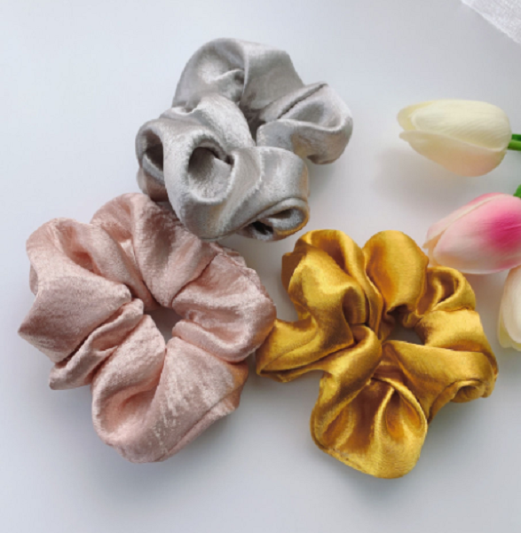 Dây cột tóc buộc tóc Scrunchies vải satin phong cách retro cổ điển cao cấp