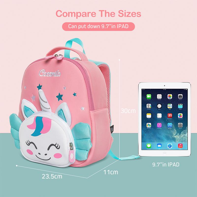 Cocomilo 3D Hoạt Hình Kỳ Lân Trẻ Em Học Kawaii Mềm Mại Hồng Kỳ Lân Dễ Thương Mẫu Giáo Ba Lô Tập Đi Cho Bé Túi Trẻ Em Quà Tặng