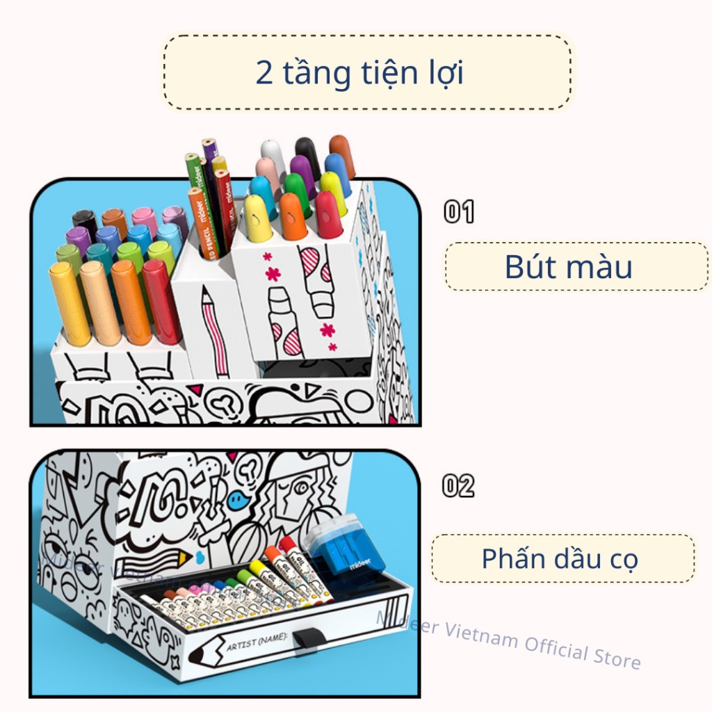 Bút màu hữu cơ Cho Bé Màu sáp Mideer Artist' Box, Đồ Chơi Sáng Tạo Cho Trẻ Em Từ 2,3,4,5,6,7,8,9 Tuổi