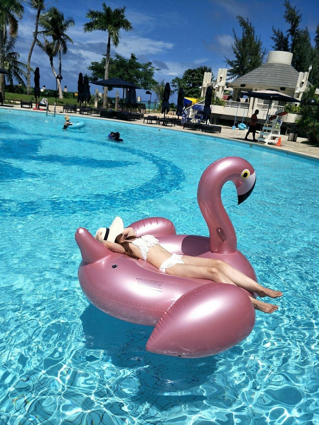 Phao Bơm Hơi Chụp Ảnh Studio Chim Hồng Hạc Beauty Flamingo size lớn (150x150x90cm) - Skylife