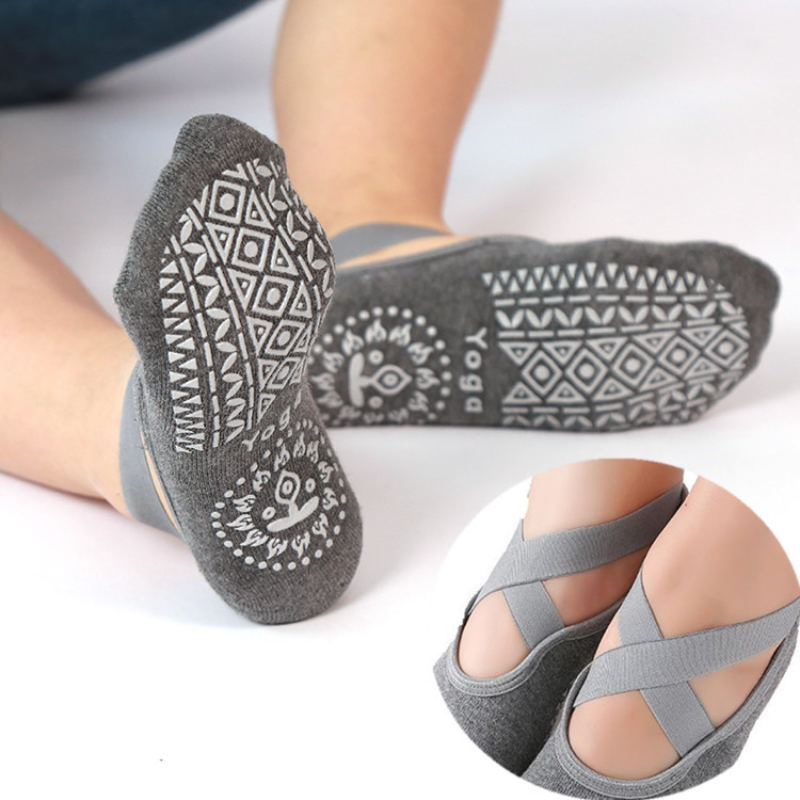 Băng Yoga Pilates Socks cho phụ nữ múa ba lê múa bông chống trượt chống trượt sock tập thể dục tập thể dục slipper chạy tay cầm khóa Color: E-White