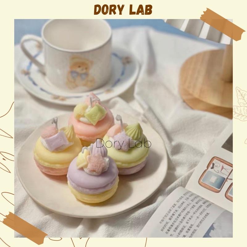 Nến Thơm Bánh Macaron 2 Màu Mix Topping Handmade, Phụ Kiện Trang Trí - Dory Lab