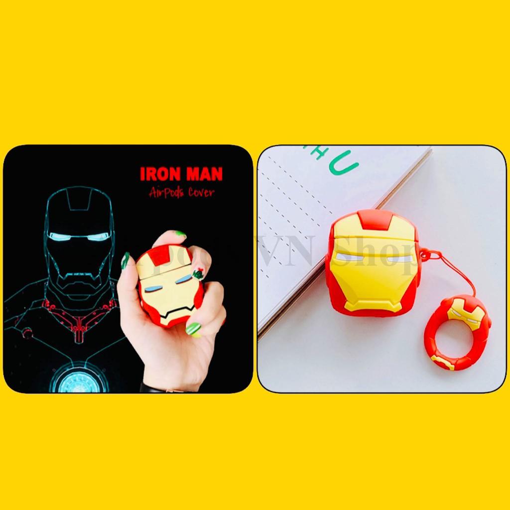 Bao Case Ốp dành cho airpod 1 và 2, tai nghe bluetooth i11,i12, i9s... Iron Man silicon cao cấp