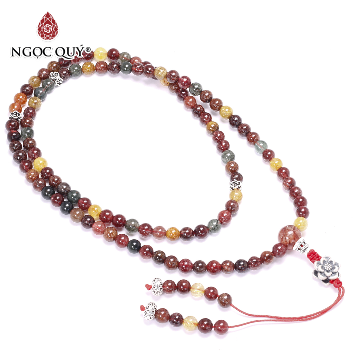 Chuỗi 108 hạt đá thạch anh tóc tam tài - Ngọc Quý Gemstones