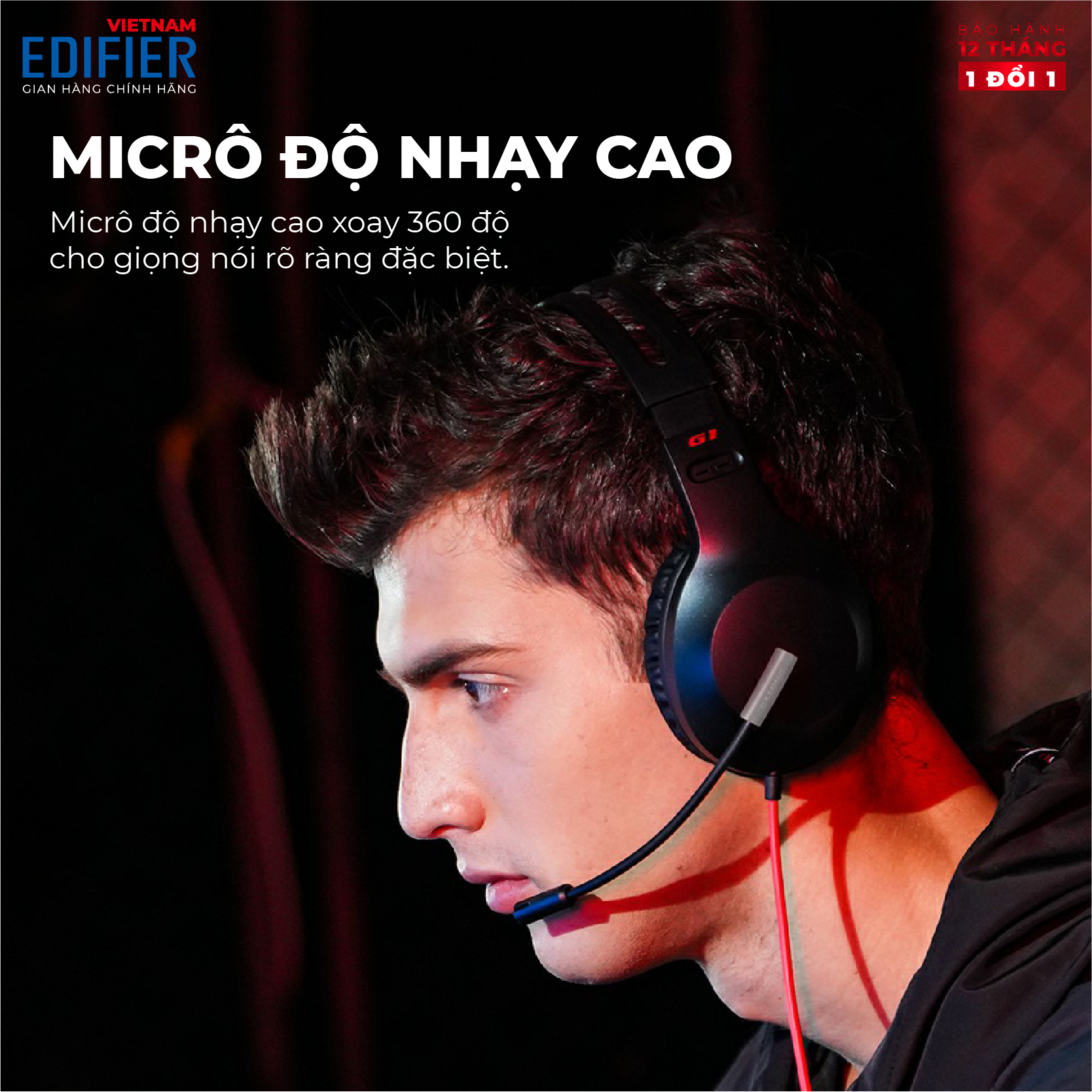 Tai nghe Gaming EDIFIER G1 SE Micro chống ồn uốn cong 360 độ - Cổng kết nối 3.5mm - Đệm tai êm ái - Điều khiển trên dây - Hàng chính hãng