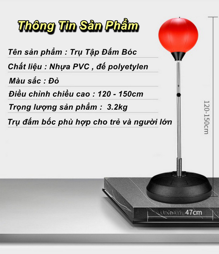 Trụ Đấm Bốc Phản Xạ Speed Boxing Ball Có Thể Điều Chỉnh Chiều Cao - Home Decor Furniture