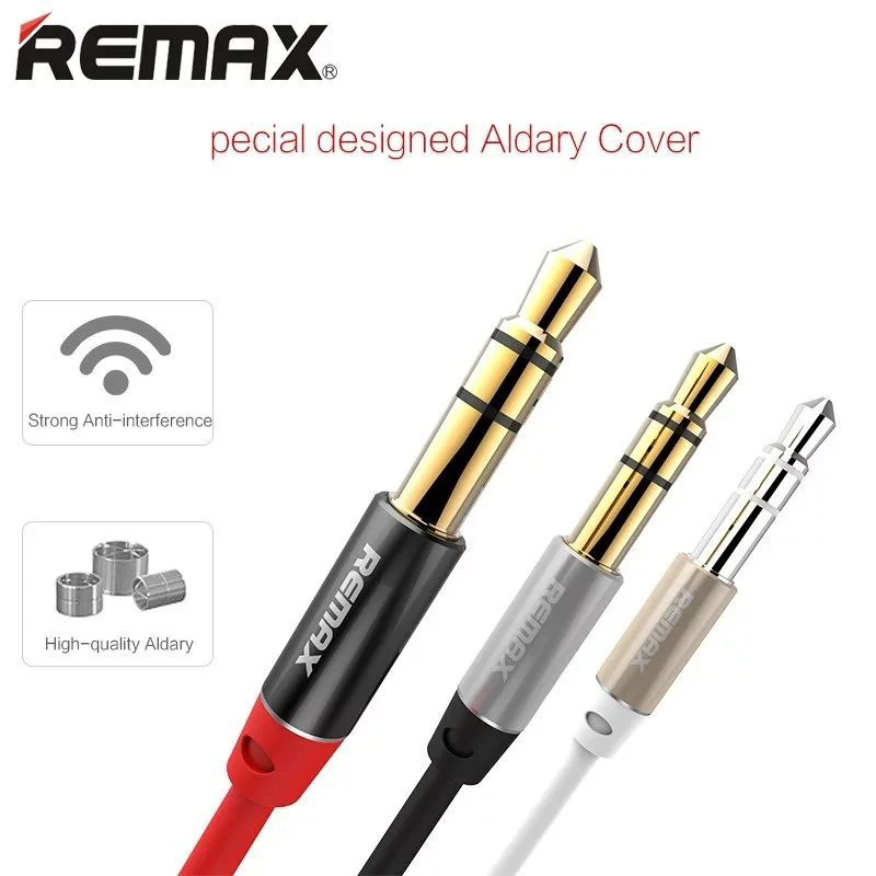 Dây cáp âm thanh Hifi AUX 3.5mm Audio hiệu Remax RL-L100 / Remax RL-L200 truyền tải âm thanh chất lượng cao (đầu cáp mạ vàng, chất dây nylon bền bỉ, công nghệ SR chống gãy đầu cáp) - Hàng nhập khẩu