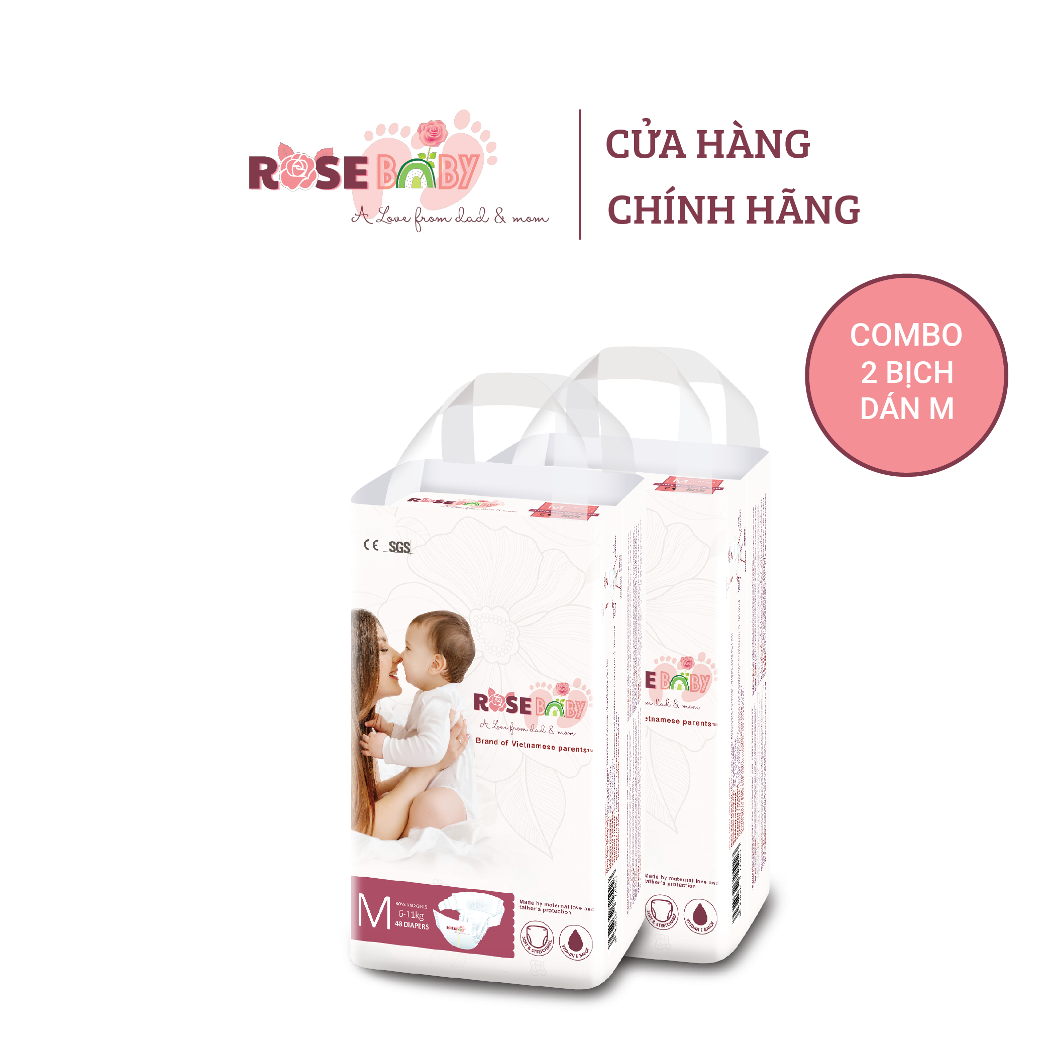 COMBO 2 BỊCH TÃ DÁN ROSEBABY M52