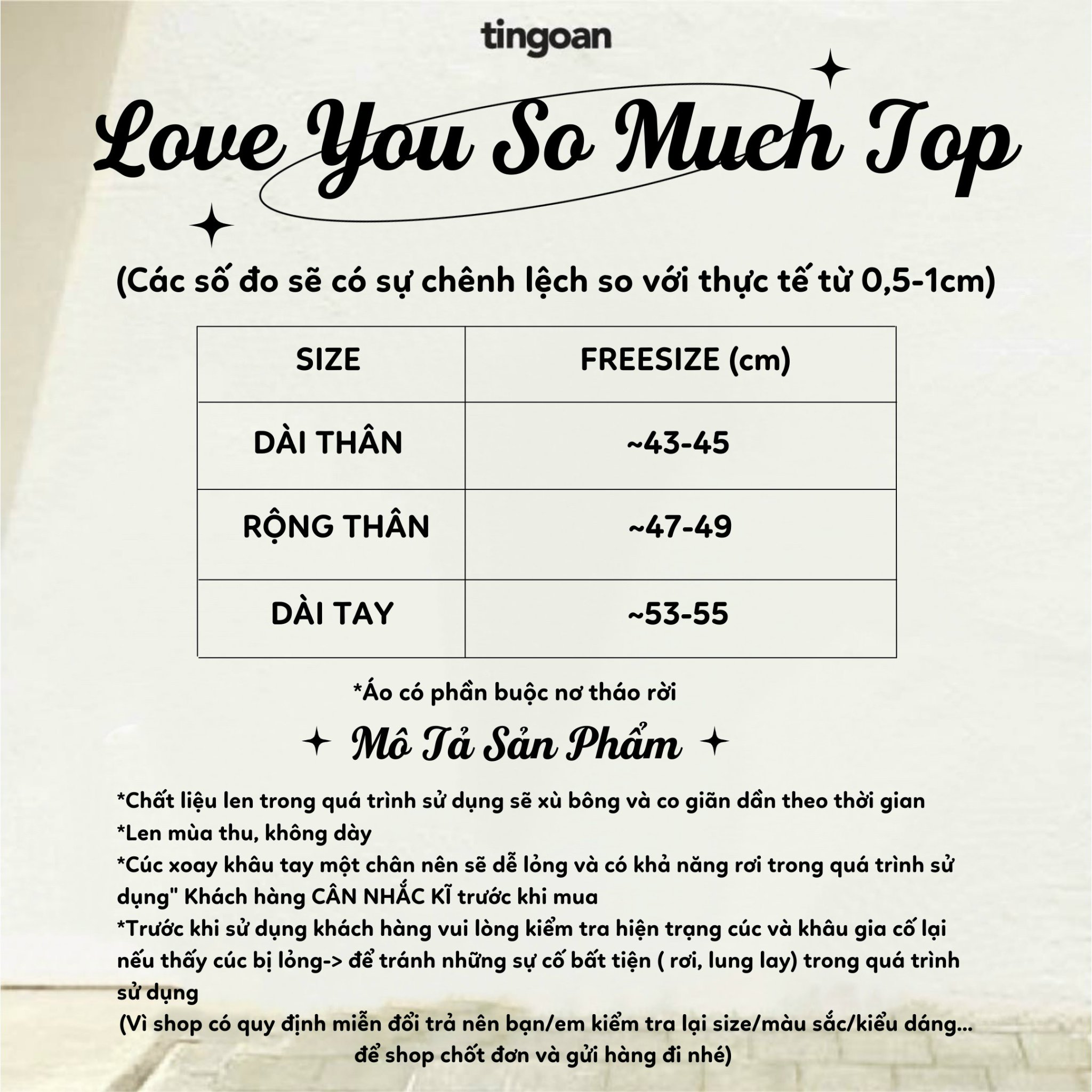 Áo len vàng dáng lửng đính 2 nơ đen cúc ngọc tingoan LOVE YOU VERY MUCH TOP/YL