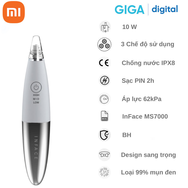 Máy hút mụn đầu đen Xiaomi inFace MS7000 - Hàng Chính Hãng