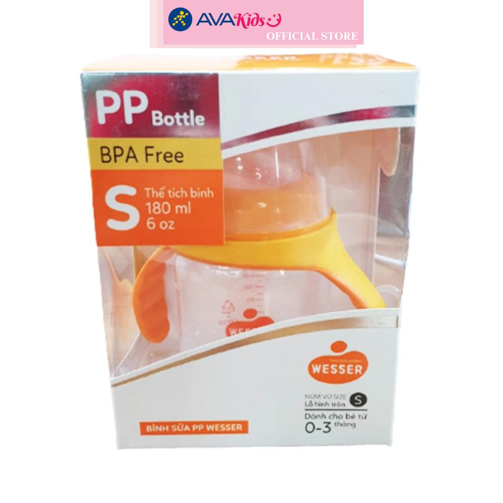 Bình sữa nhựa PP Wesser TBSPPW180 cổ rộng 180 ml (0 - 3 tháng)