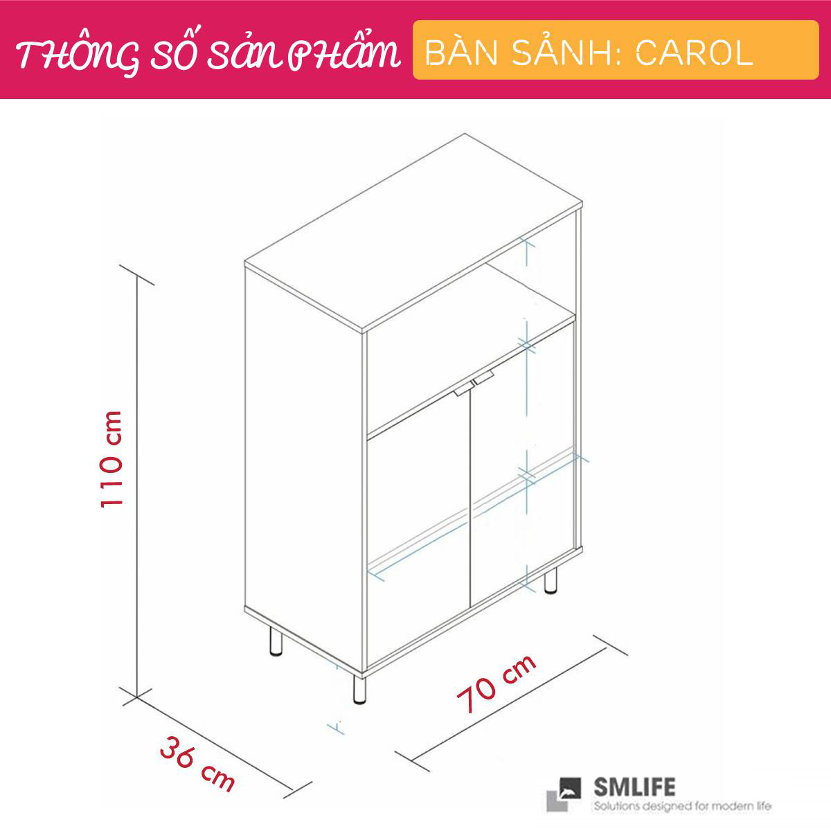 Bàn sảnh ra vào gỗ hiện đại SMLIFE Carol  | Gỗ MDF dày 17mm chống ẩm | D70xR36xC110cm - Màu