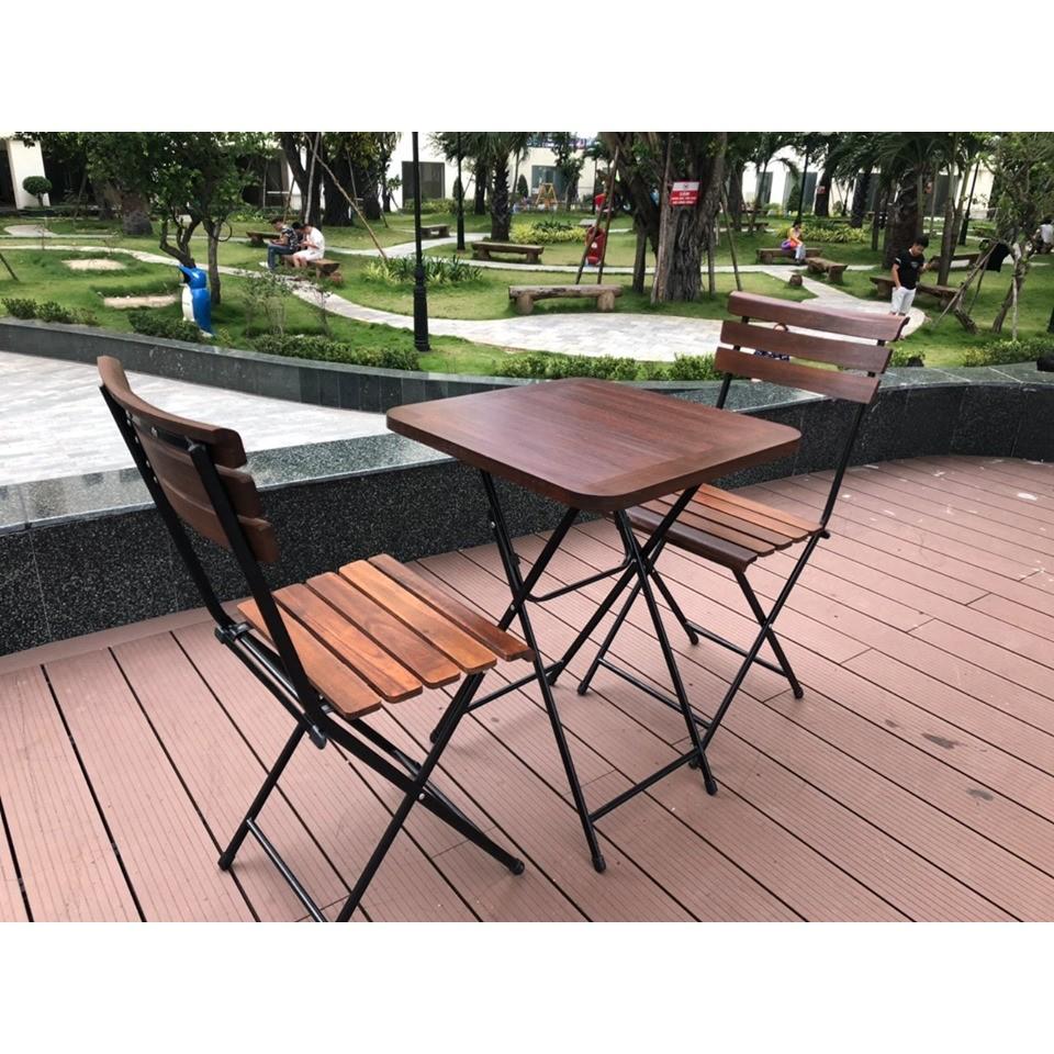 Bộ bàn ghế xếp cà phê chân sắt