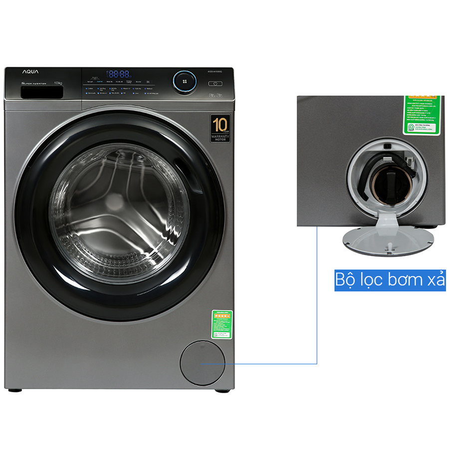 Máy giặt Aqua Inverter 10 KG AQD-A1000G S - Chỉ giao tại HCM