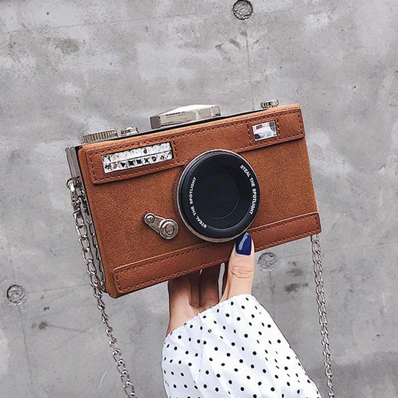 Phụ Nữ Cá Tính Máy Ảnh Thời Trang Hình Ly Hợp Dép Nữ Mini Túi Đeo Chéo Nhỏ Túi Ví