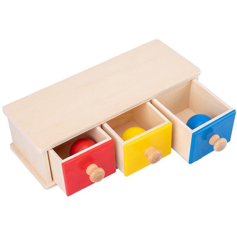 Đồ chơi gỗ phát triển giác quan cho trẻ từ 1 tuổi. Giáo cụ Montessori Hoạt động hộp 3 ngăn
