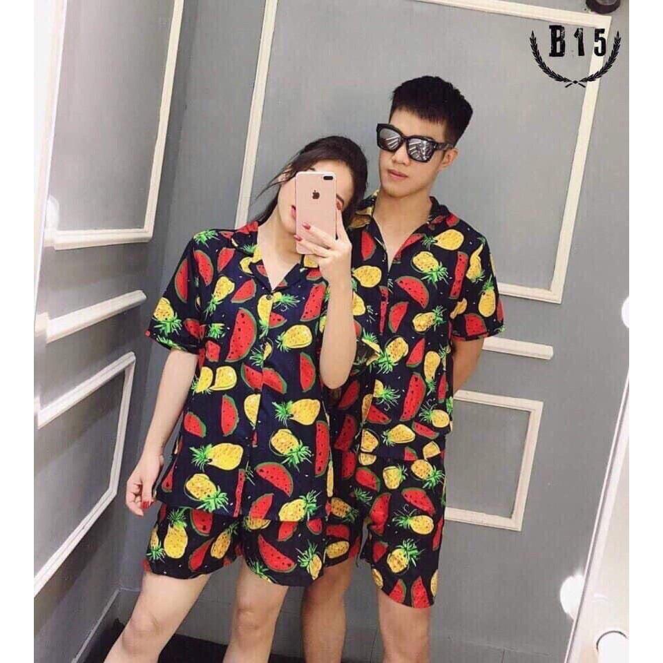 Bộ Đi Biển Hoa Quả, Bộ Quần Áo Đi Biển phục vụ đi chơi, đi biển, đi du lịch, làm đồ đôi, nhóm, lớp, kỷ yếu