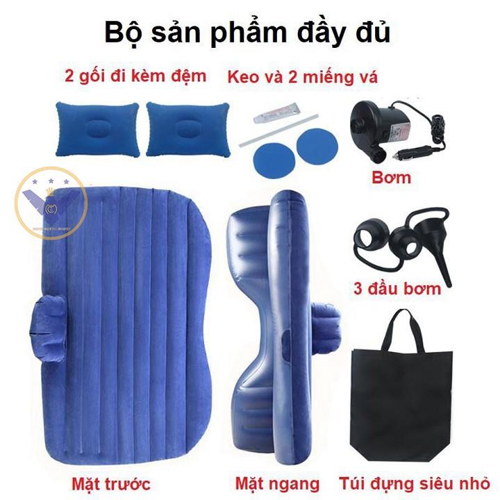 Đệm hơi ô tô - Đệm hơi nằm ghế sau tiện lợi kèm 2 gối, miếng vá dự phòng và bơm