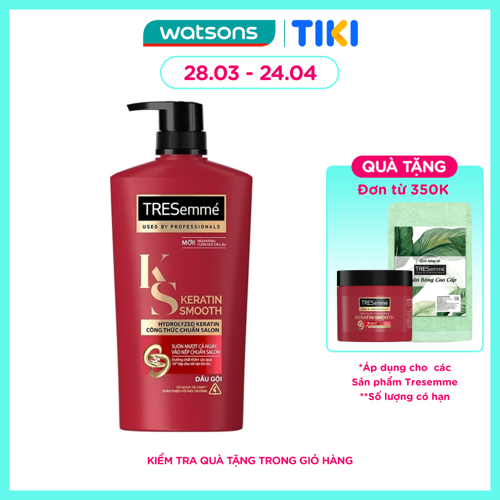 Dầu Gội Tresemmé Keratin Smooth Tinh Dầu Argan &amp; Keratin Vào Nếp Suôn Mượt 850g