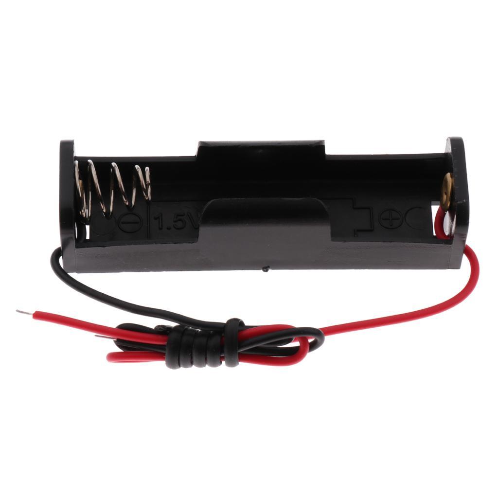 10x Plastic Battery Holder Box Storage Case Set with Wire for AA Battery